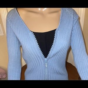 Powder blue zip up sweater